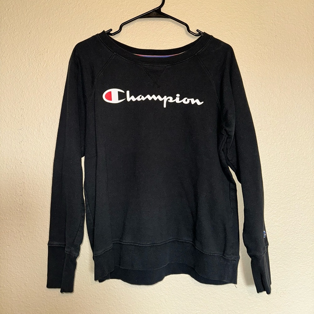 Champion Women's Black Logo Sweatshirt